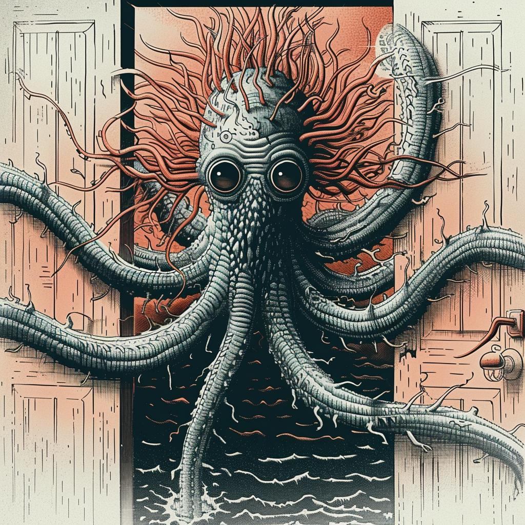 creature  octopus  doorway  Japanese  art  chromolithography  dark  illustration  design  concept 946028