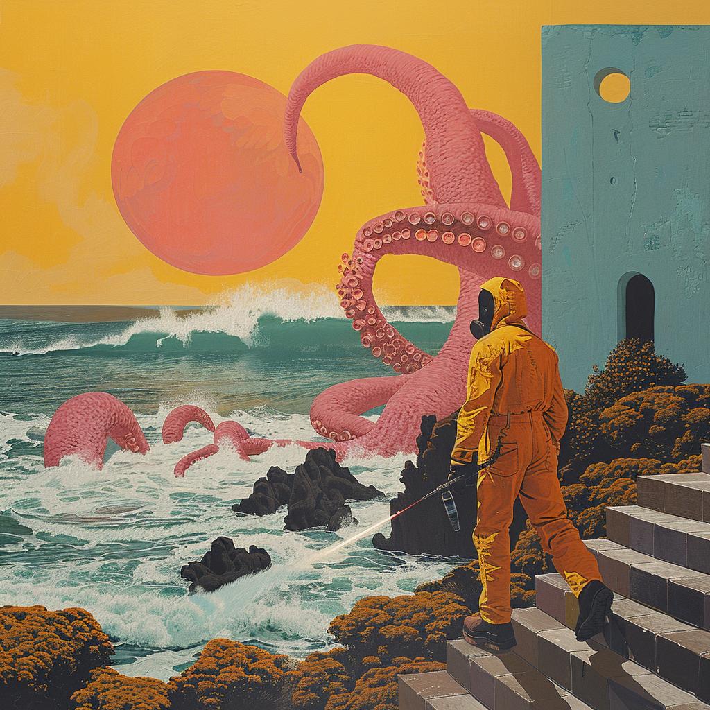 surreal  octopus  man  orange  colorful  artwork  whimsical  playful  fantasy  creative 1018580