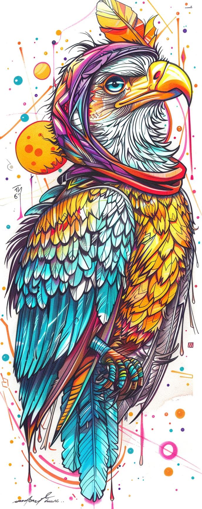 colorful  parrot  feathers  Kachina  mythical  creature  blend  fantastic  unique  design 941088