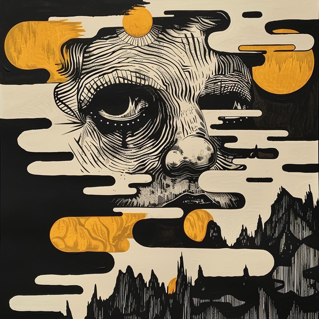 poster  face  mountains  black  yellow  spiritual  naturalistic  terror  design  provocative 936288
