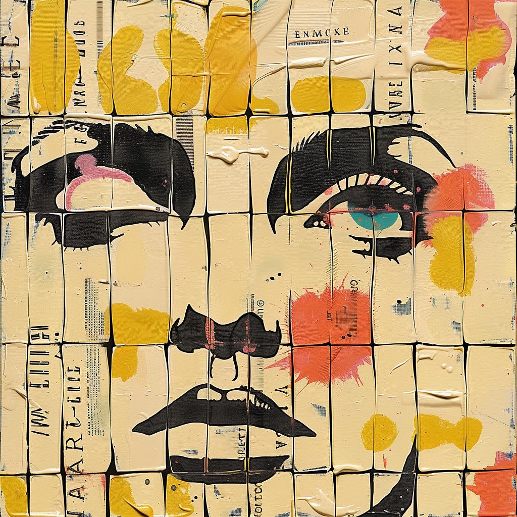painting  woman  mixedmedia  newspaper  face  art  encaustic  expression  color  abstract 950941