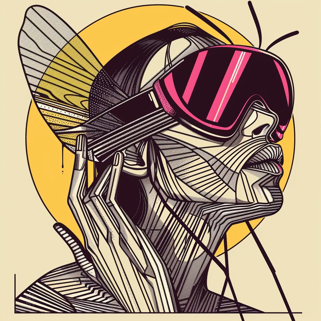 creative  surreal  album-cover  woman  sunglasses  bee  insect  illustration  colorful  art 939483