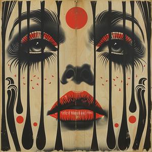 painting  woman  red  lips  black  eyes  symmetrical  bold  tattoo  artnouveau 1078714