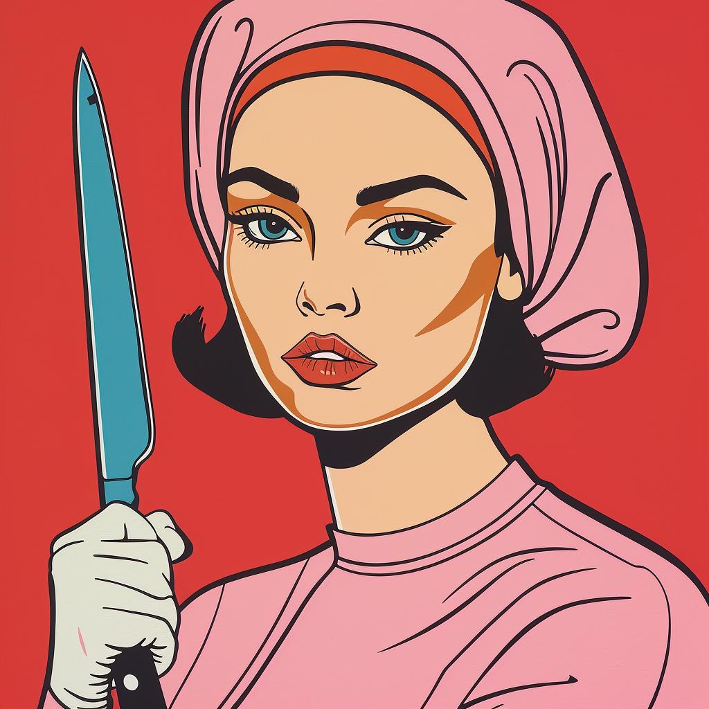 امرأة سكين فن الرسم التوضيحي جريء ومنمق ملون رسم أنثوي 943734