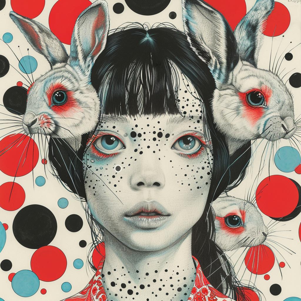 drawing  pencil  rabbits  performance  surrealism  japanese  colorful  pattern  illustration  art 939714
