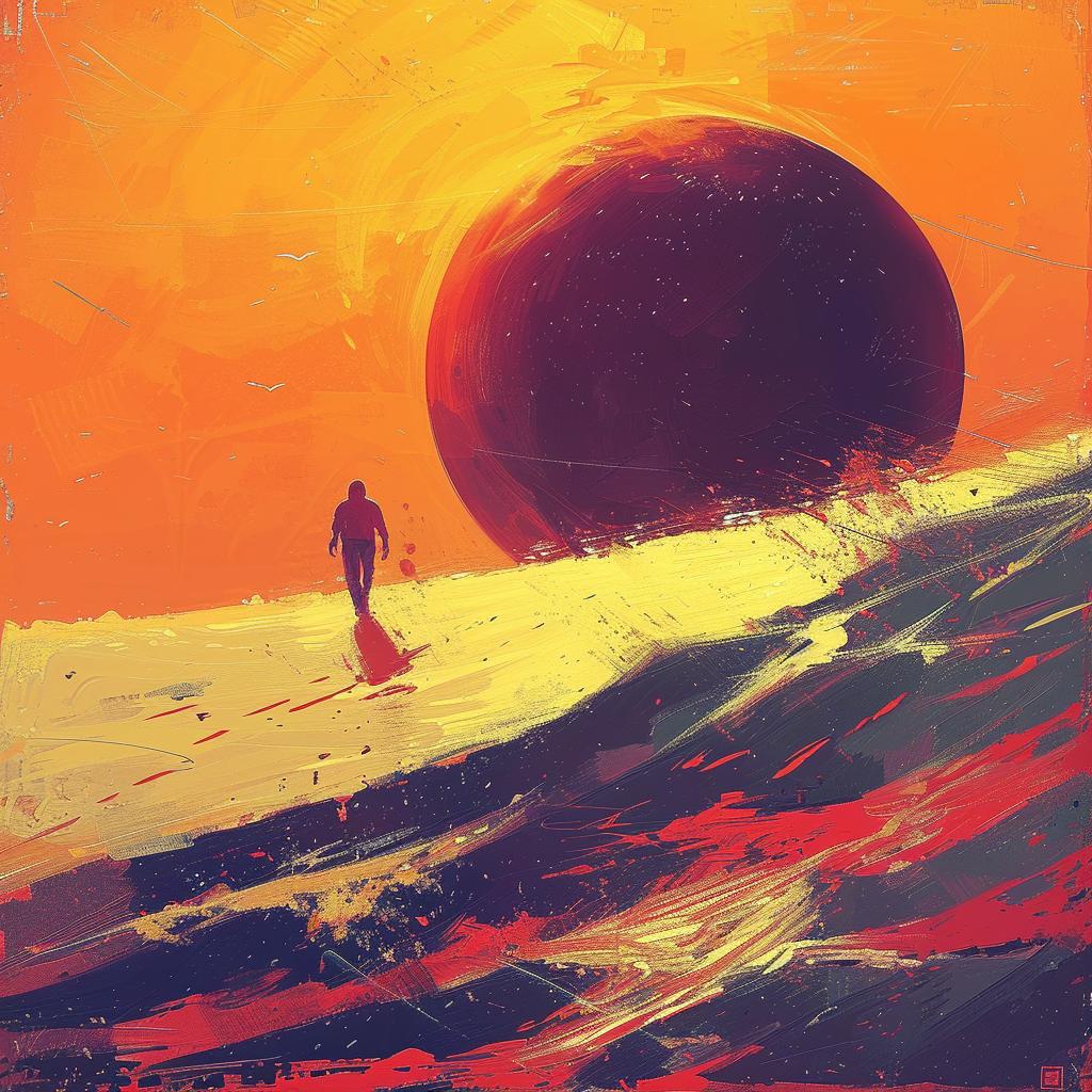 album  art  beach  man  sun  pulsar  risograph  symbolist  screenprint  vintage 941639