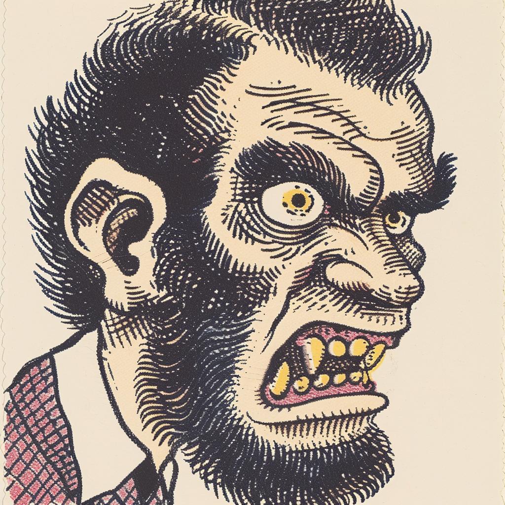 رجل الذئب، رسوم متحركة، لحية، أسنان، شخصية، فكاهة، رسم توضيحي، كوميدي، مضحك، غريب الأطوار 917080