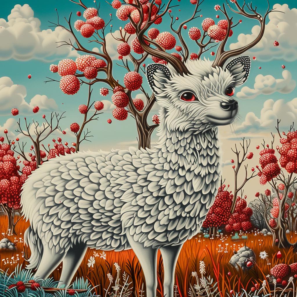 mythical  creature  deer  berries  fantasy  hybrid  unique  nature  imaginative  art 941383