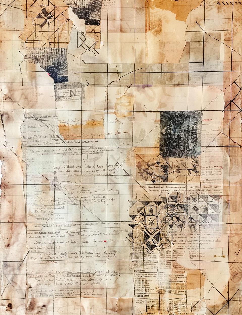 vintage  ledger  paper  stained  faded  collage  drawings  patchwork  patterns  homemade 961873
