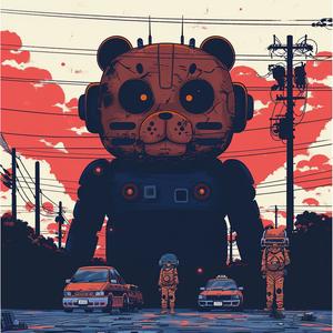 five  nights  bear  canvas  art  print  surreal  creative  illustration  fantasy 1077904