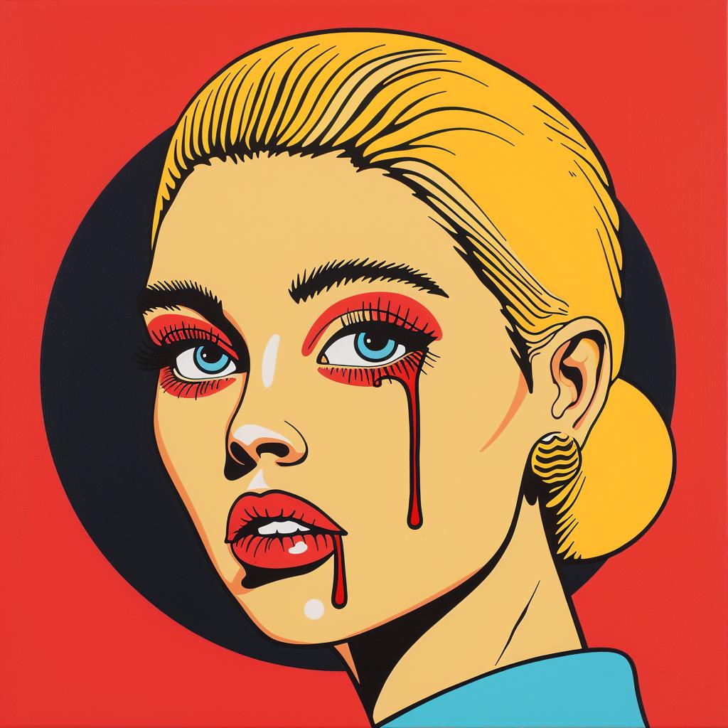 surreal  blonde  woman  dripping  makeup  red  circle  pop  art  blood 1024899