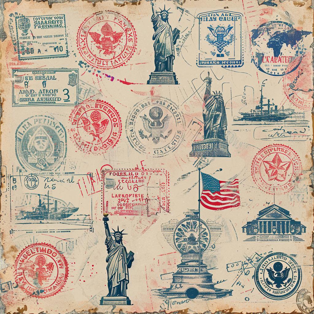 vintage  stamps  statue  liberty  collection  art  distressed  design  vector  graphic 918147