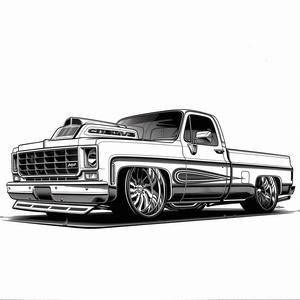 رسم شاحنة، تصميم، خلفية سوداء وبيضاء، رسم توضيحي لشيفروليه C10، رقم 1078667