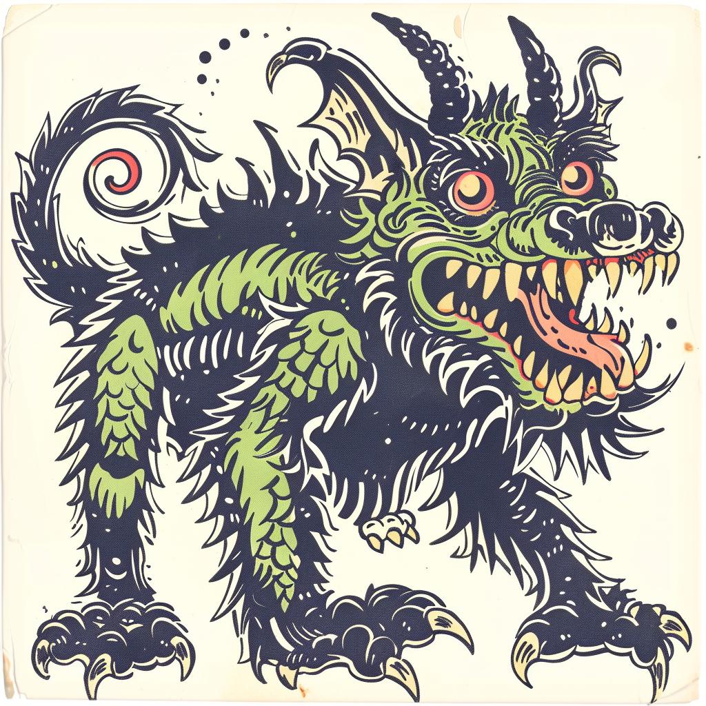 mythical  creature  hybrid  fantasy  detailed  illustration  dragon  green  black  Todd 933311