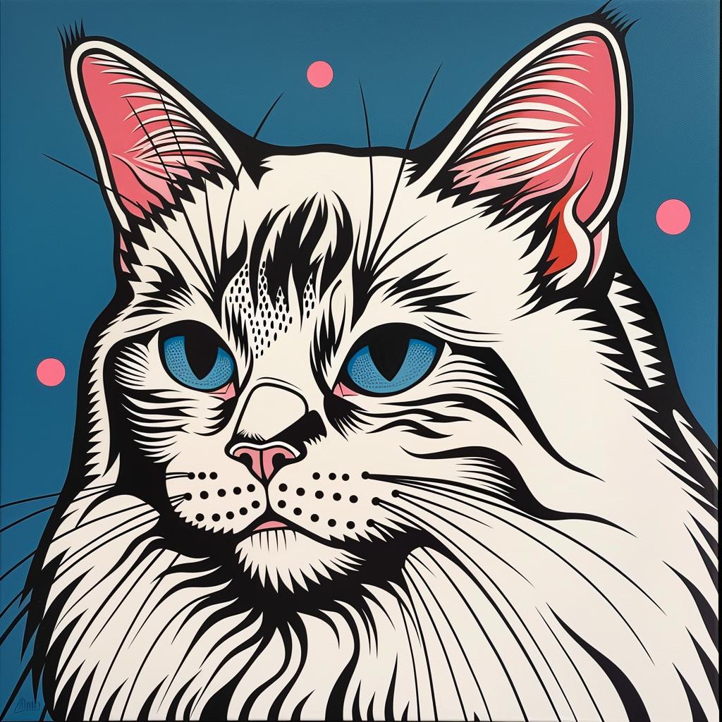 siberian  cat  blue  eyes  painting  feline  realism  portrait  animal  art 972180