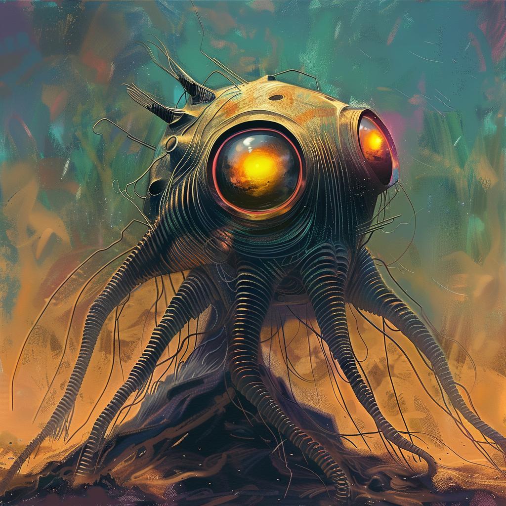 مخلوق فضائي، مجسات متوهجة، خيال، سريالي، رسم توضيحي، غامض، مظلم، تجريدي 967319