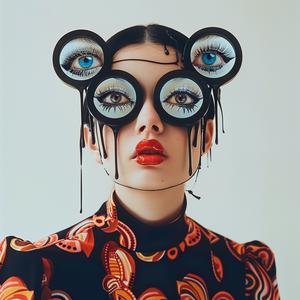 PopArt  brunette  model  four-eyes  dripping  makeup  fashion  white  background  TroyBrooks 1074393
