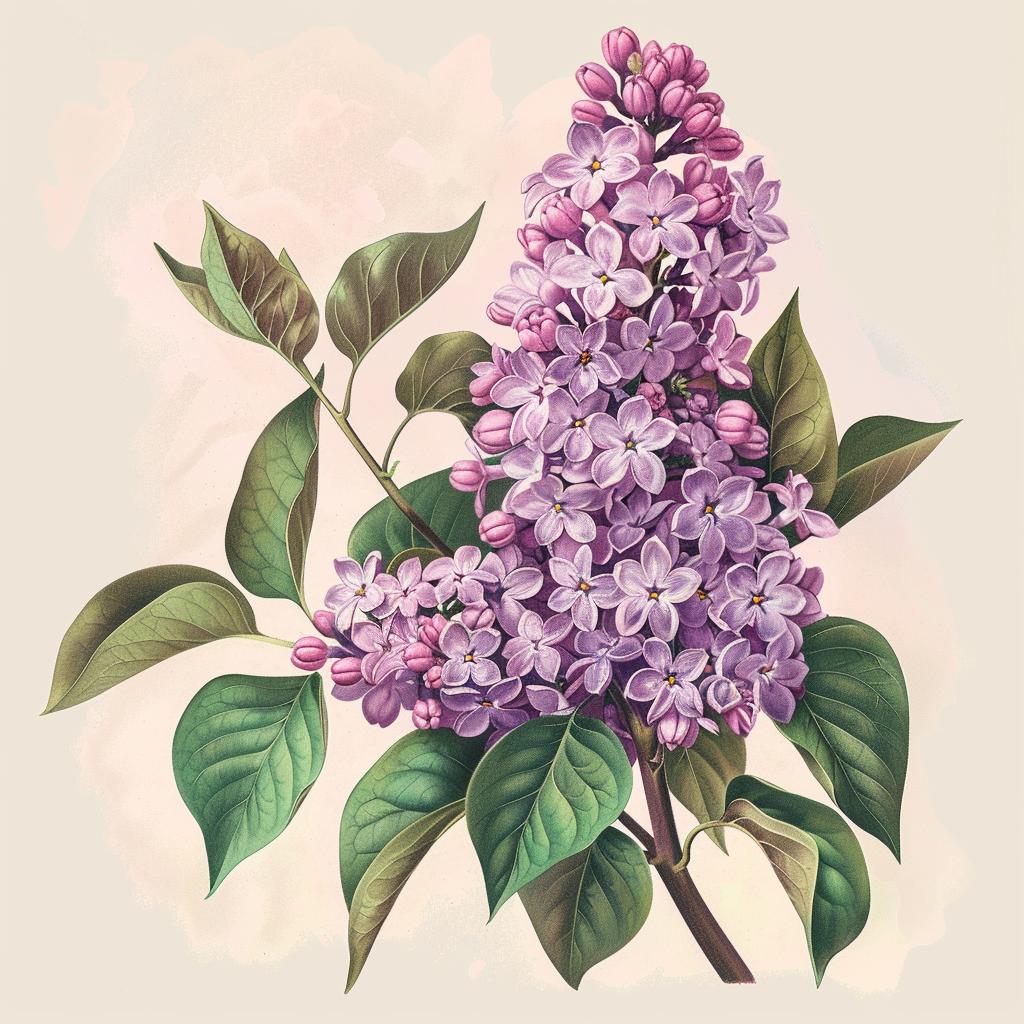 lilac  flower  illustration  branch  botanical  nature  delicate  purple  spring  vibrant 971733