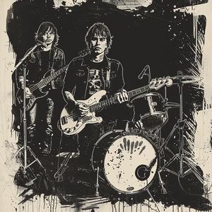 PRIMATES  punk  band  guitarist  bass  drummer  block  printing  4K  poster 1077084