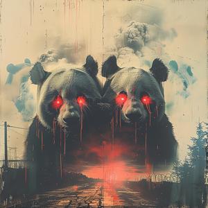 gasmasked  pandas  red  eyes  chromolithography  digital  art  bear  animal  graphic 1051920