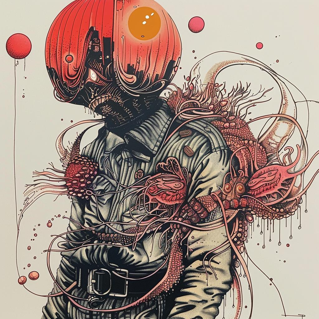 drawing  man  red  hat  tentacles  Japanese  art  character  fantasy  scene 948371