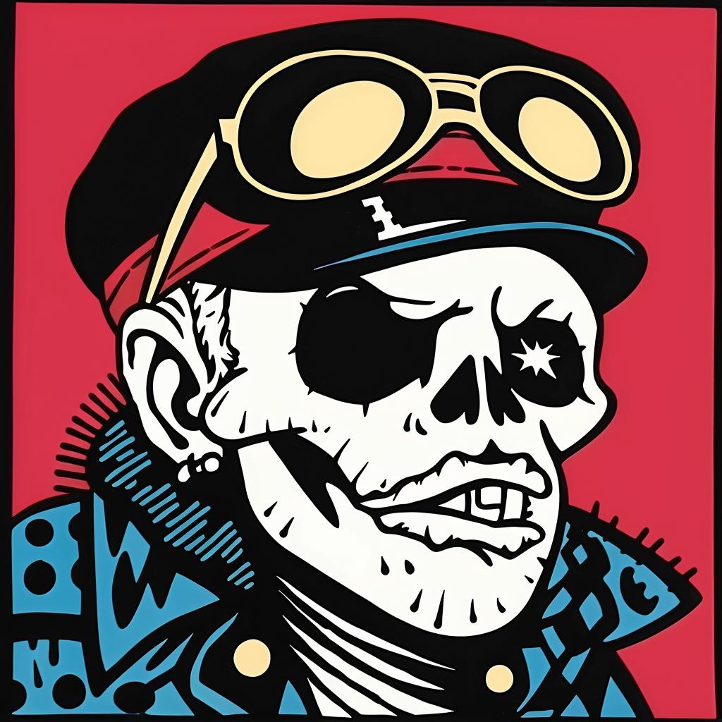 skull  hat  sunglasses  poster  playful  stylized  graphic  cartoon  art  cool 1024402