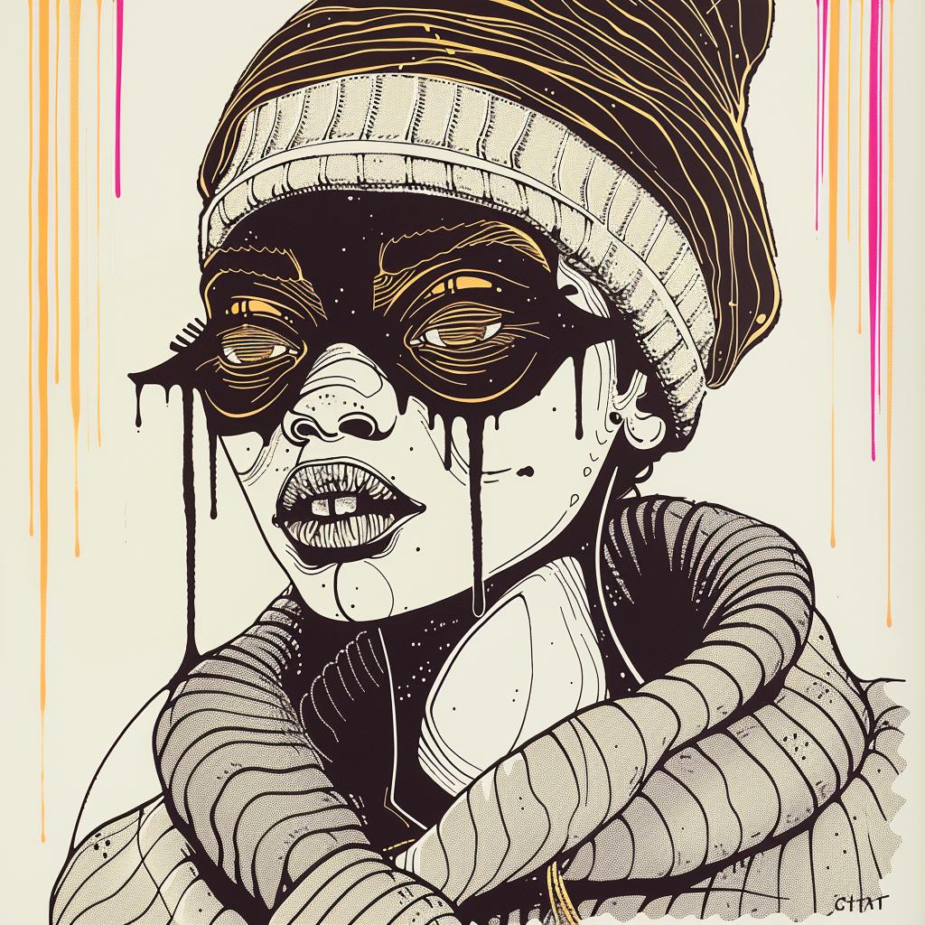 Pop  Art  drawing  woman  hat  glasses  African-American  Troy  Brooks  model 939327