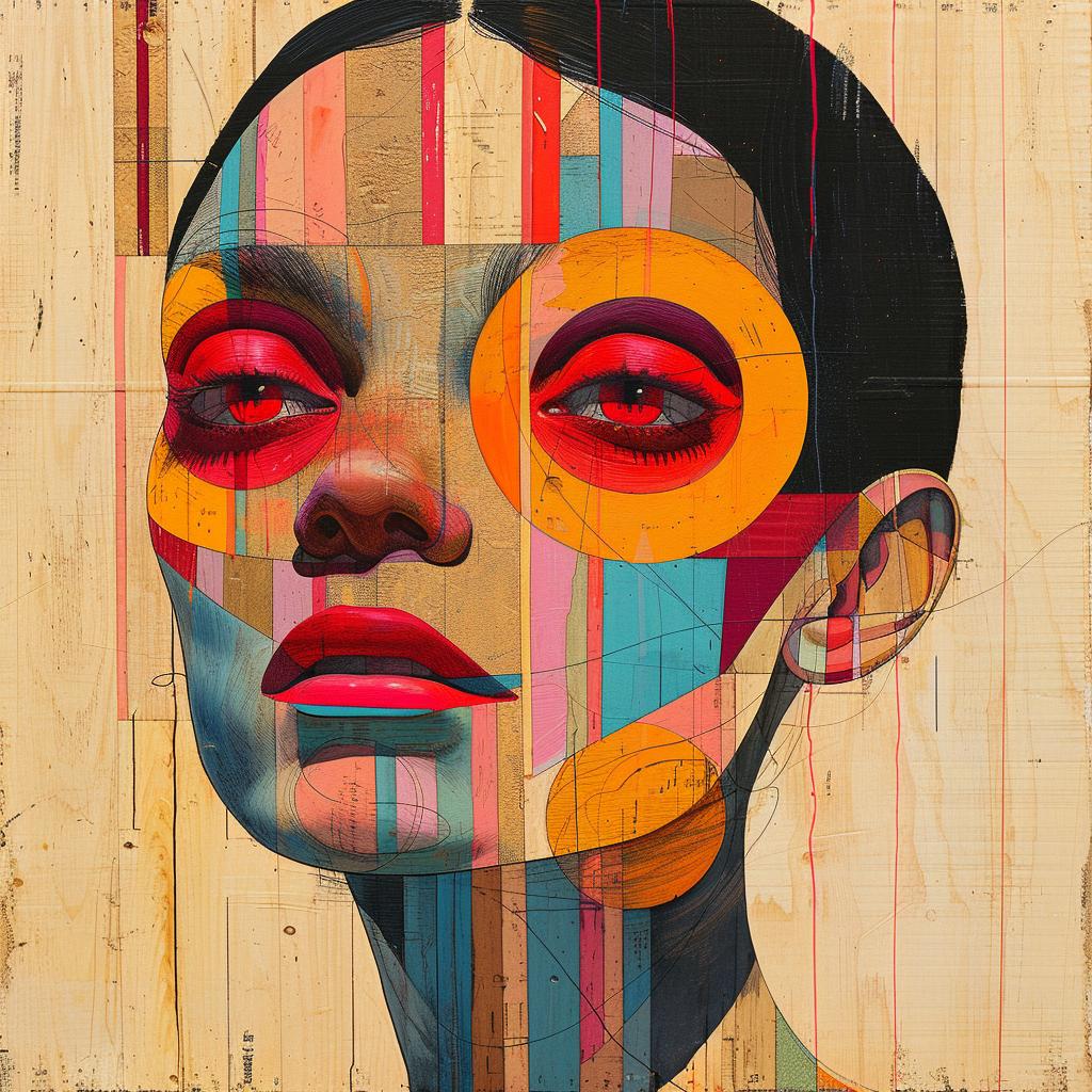 colorful  face  red  eyes  Butcher  Billy  woman  colorful  geometry  painting 1019904