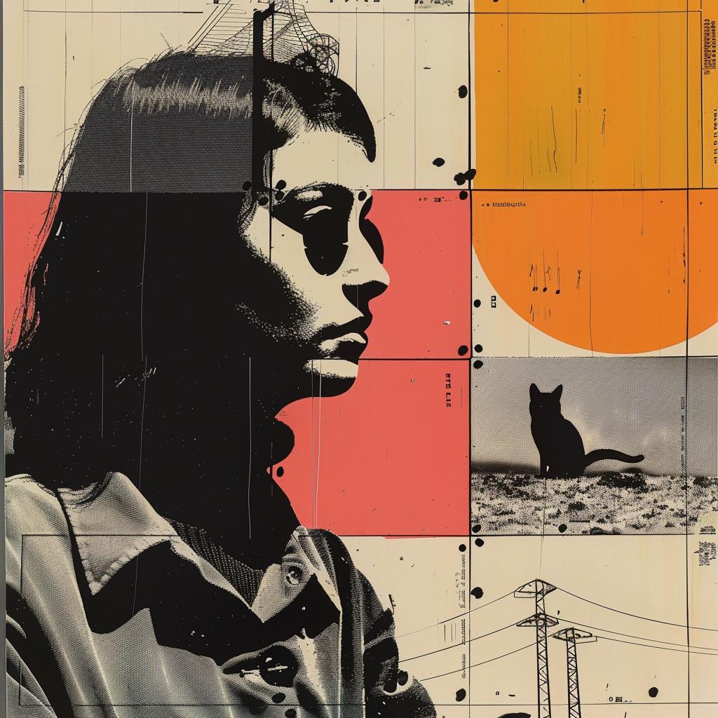 woman  sunglasses  cat  wall  portrait  colorful  stylized  contemporary  graphic  art 968229