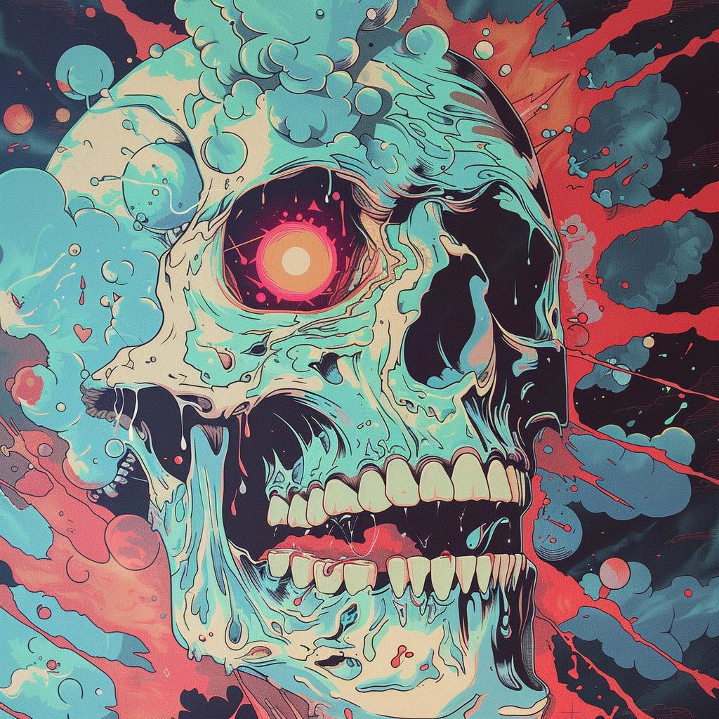 album  cover  skull  red  eyes  painting  minimal  Nychos  1980s  art 960721