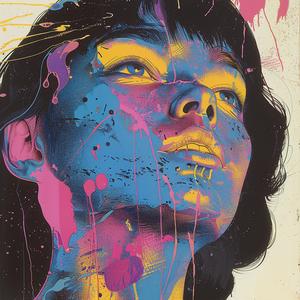 album  cover  woman  paint  splatters  colorful  symbolist  surreal  art  expression 1077998