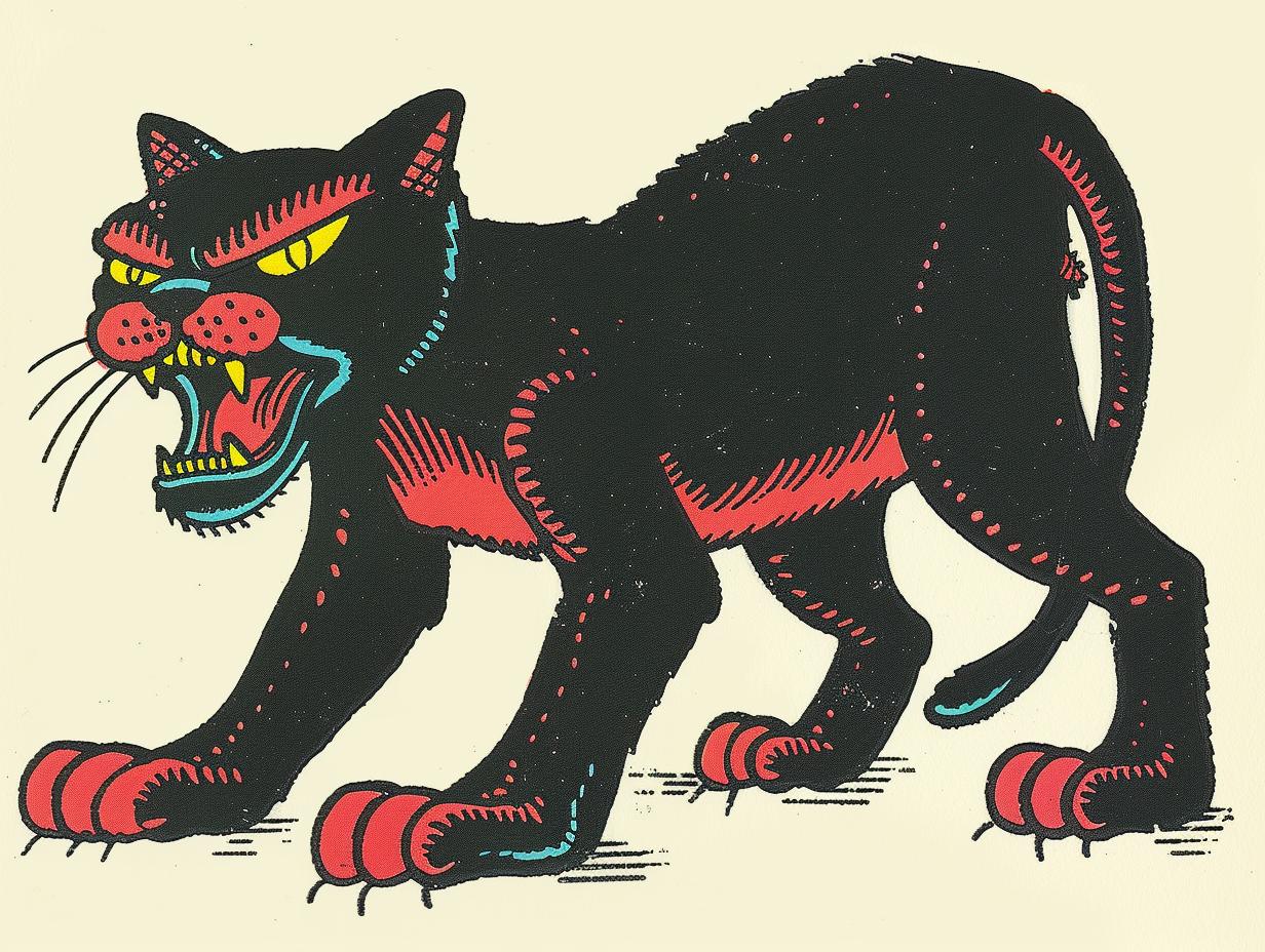 panther  black  red  eyes  tattoo  illustration  vintage  comic  art  sailor 919522