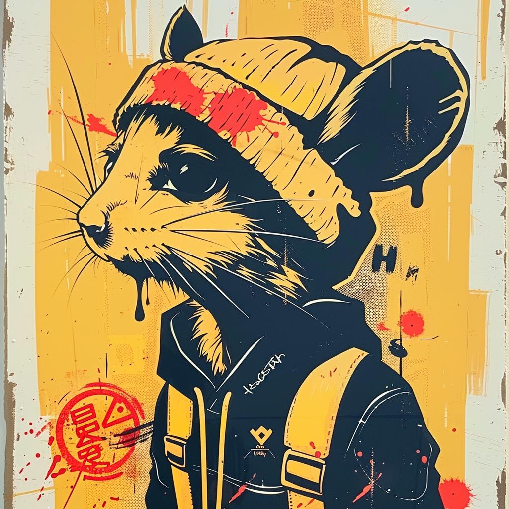 سترة صفراء بقبعة من Rat Streetwise، عمل فني، فكاهة، شخصية معبرة نابضة بالحياة 944913