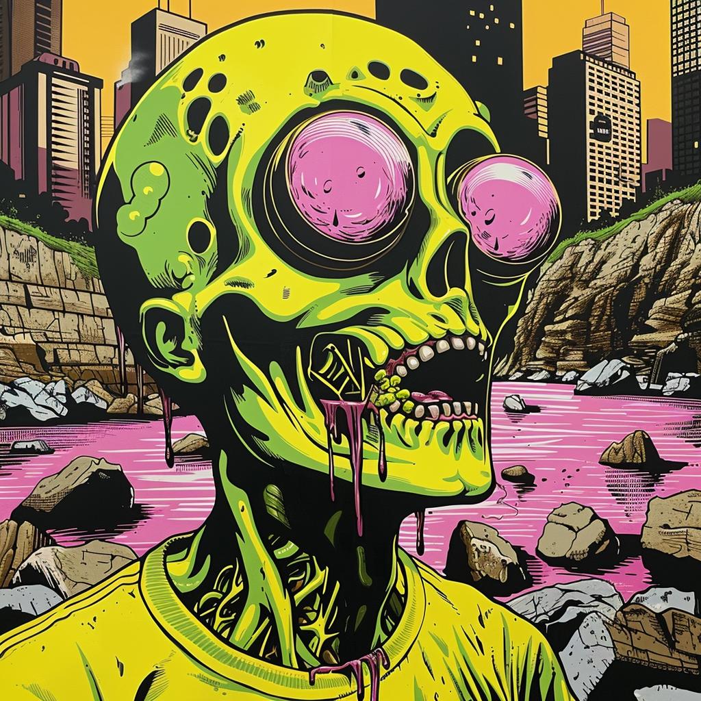 zombie  album  surreal  pink  eyes  yellow  shirt  symbolist  screenprinting  creative 1027216