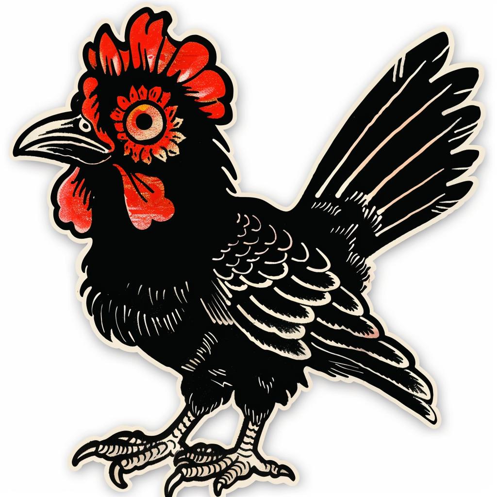 black  red  rooster  tattoo  sticker  vintage  illustration  flash  symbolic  art 927679