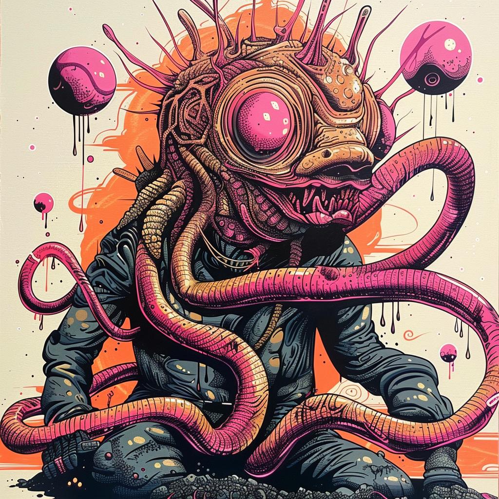 monster  tentacles  pink  eyes  fantasy  whimsical  vibrant  surreal  creature  art 947874