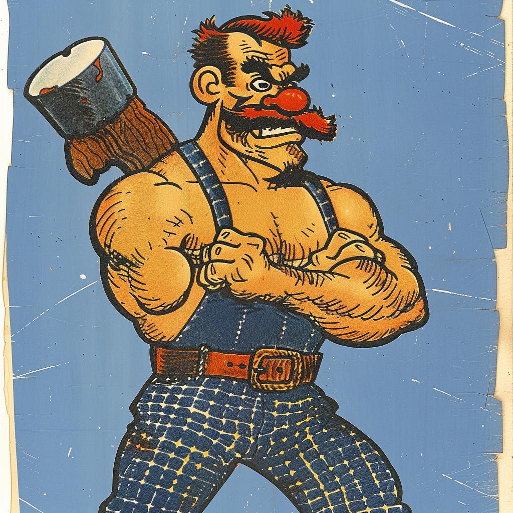 cartoon  lumberjack  hammer  character  illustration  funny  playful  whimsical  art  comics 942189