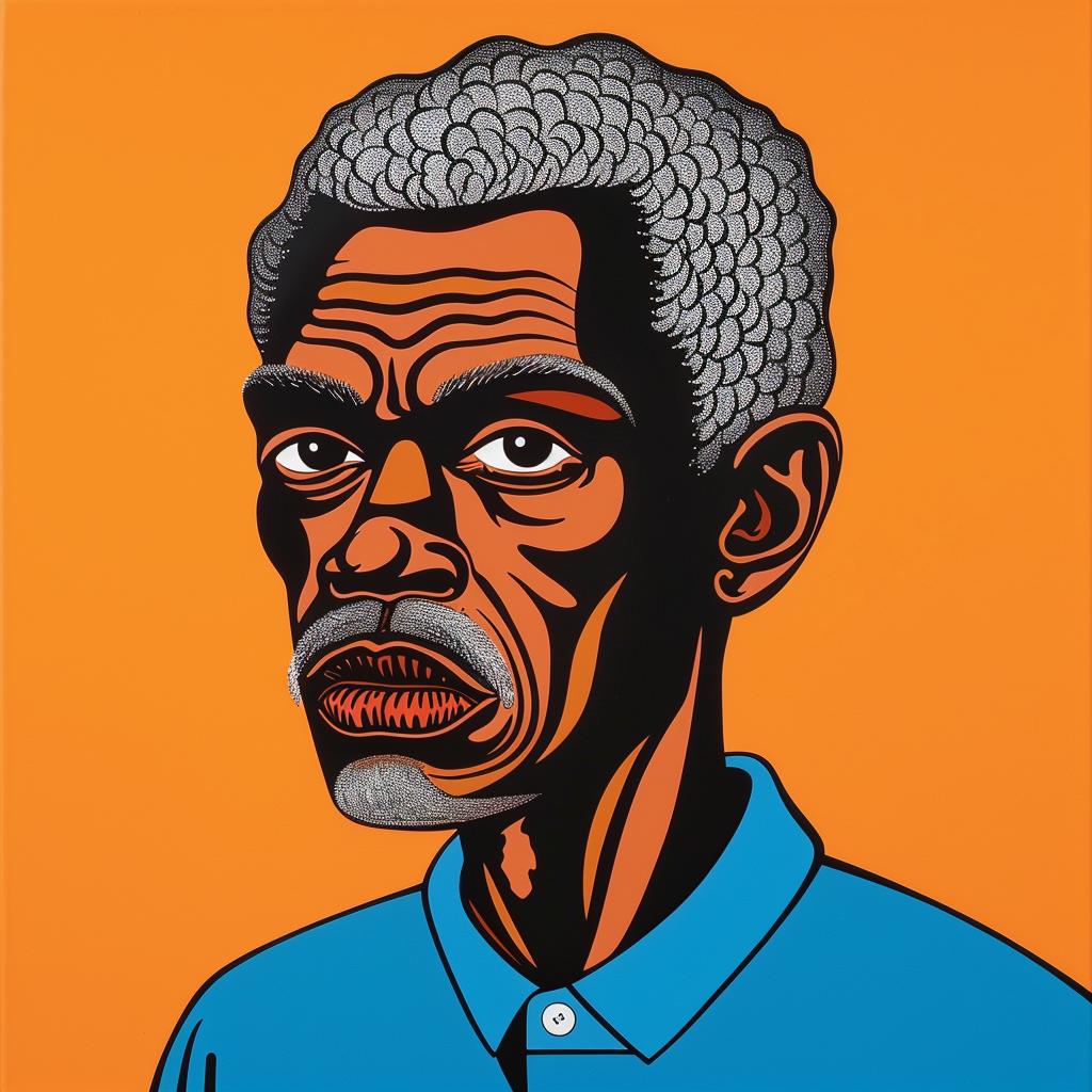 man  elderly  portrait  blue  shirt  painting  african-american  expression  cultural  age 1024246