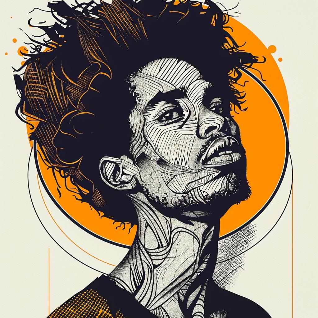 Pop Art  African-American  male  digital  short-cropped  afro  portrait  white  contemporary  vibrant 937969