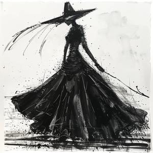 رسم امرأة سوداء وبيضاء، فستان، أزياء، رسم توضيحي، فن، عرض أزياء، أسلوبي، 1071828