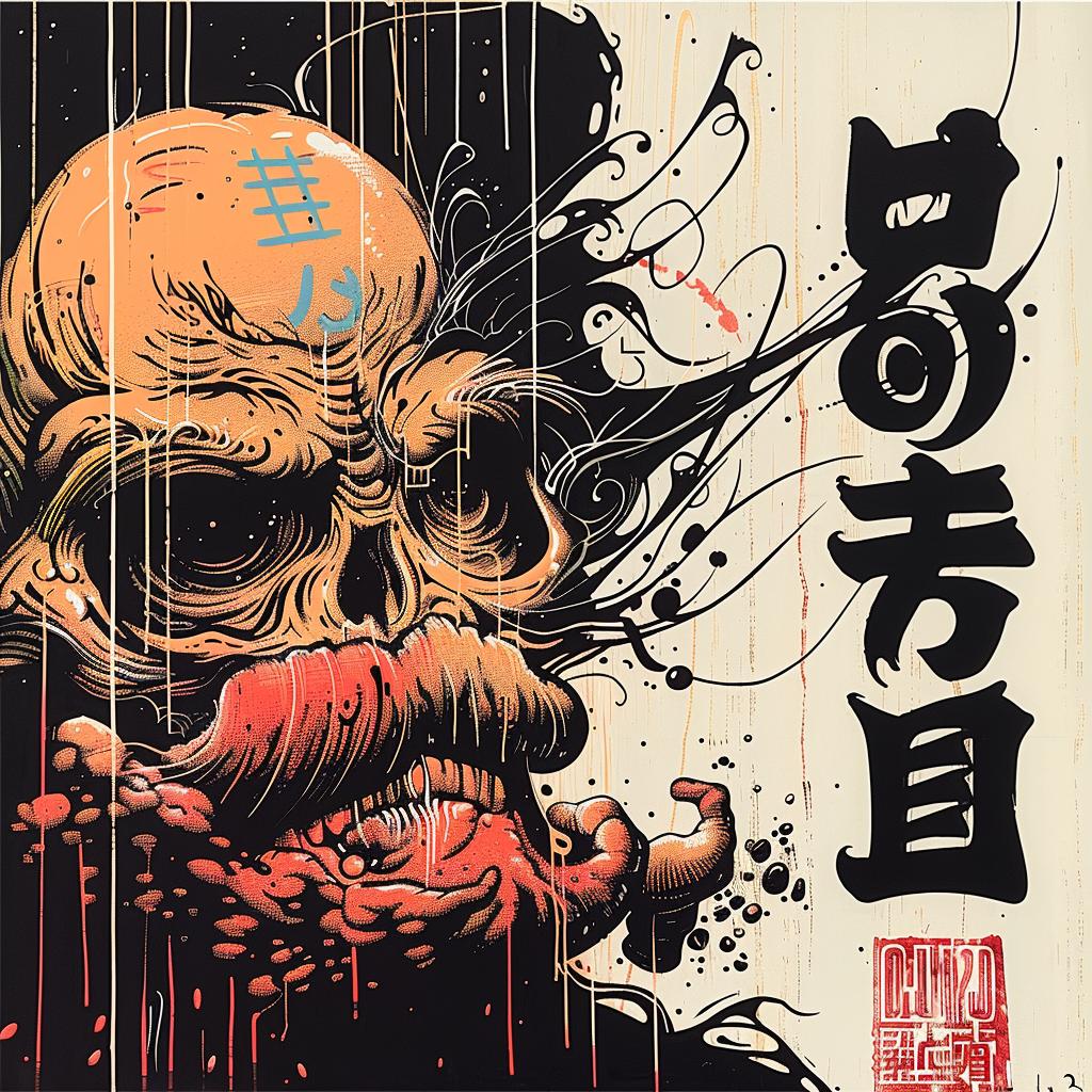 skull  Japanese  lettering  poster  art  graphic  dark  symbolism  design  modern 947811