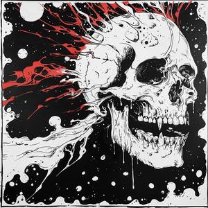 album  cover  surreal  chaos  skull  red  dark  artistic  symbolic  paint 1078153