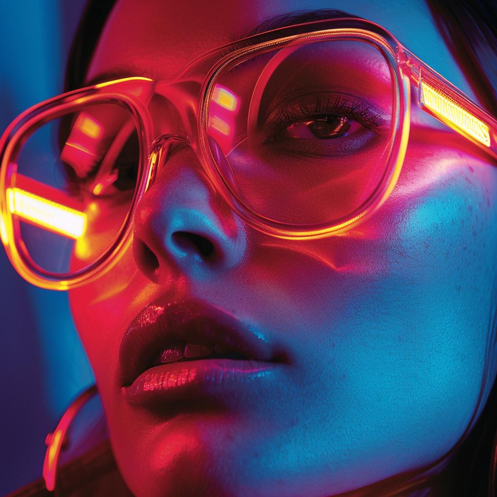 album  cover  surreal  neon  cyborg  woman  glasses  lights  creative  vivid 976299