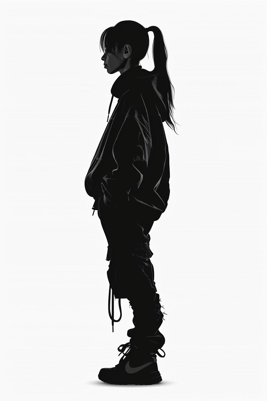 woman  silhouette  streetwear  hoodie  pants  vector  white  background  minimal  contemporary 954464