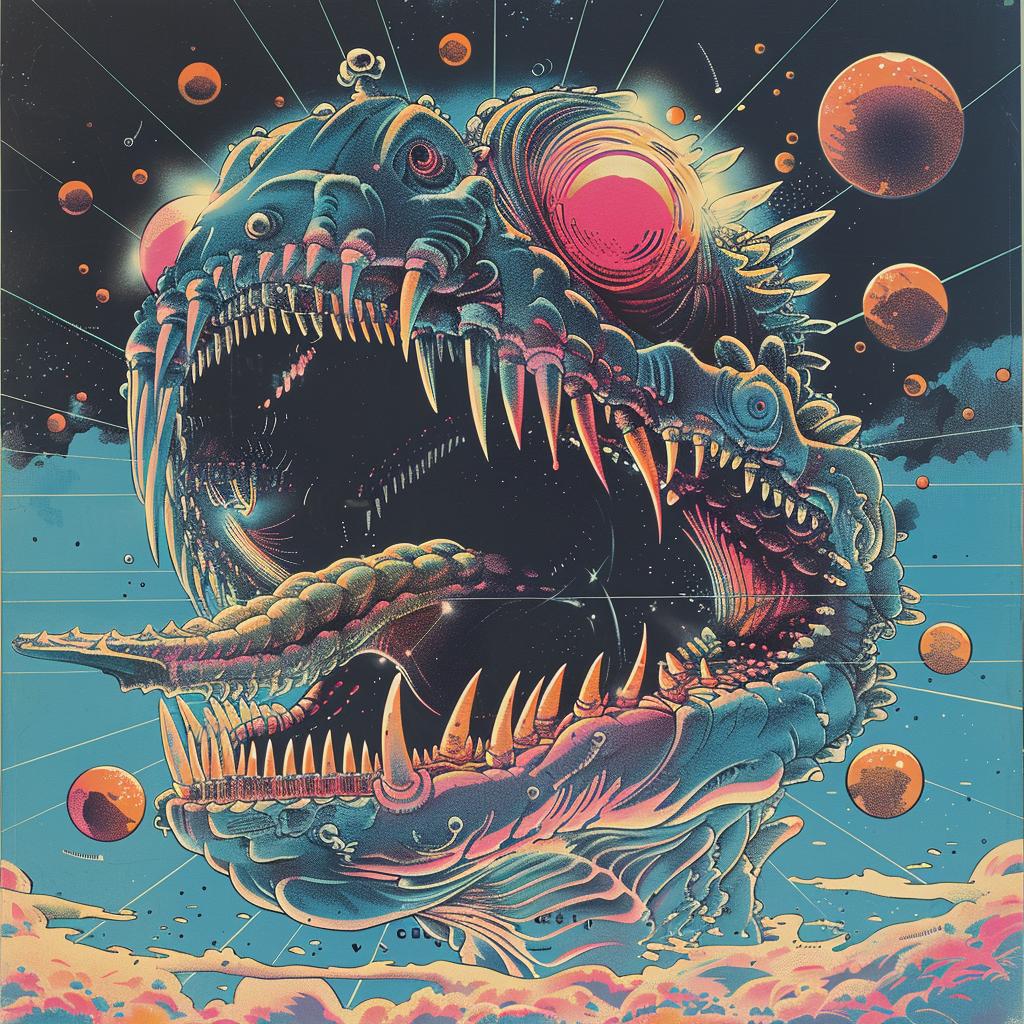 album  cover  Nychos  monster  sky  screaming  electro  synthwave  art  design 960650