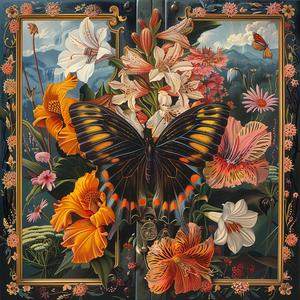 butterfly  flowers  chromolithography  nature  vibrant  colorful  art  realistic  insect  flora 1037836