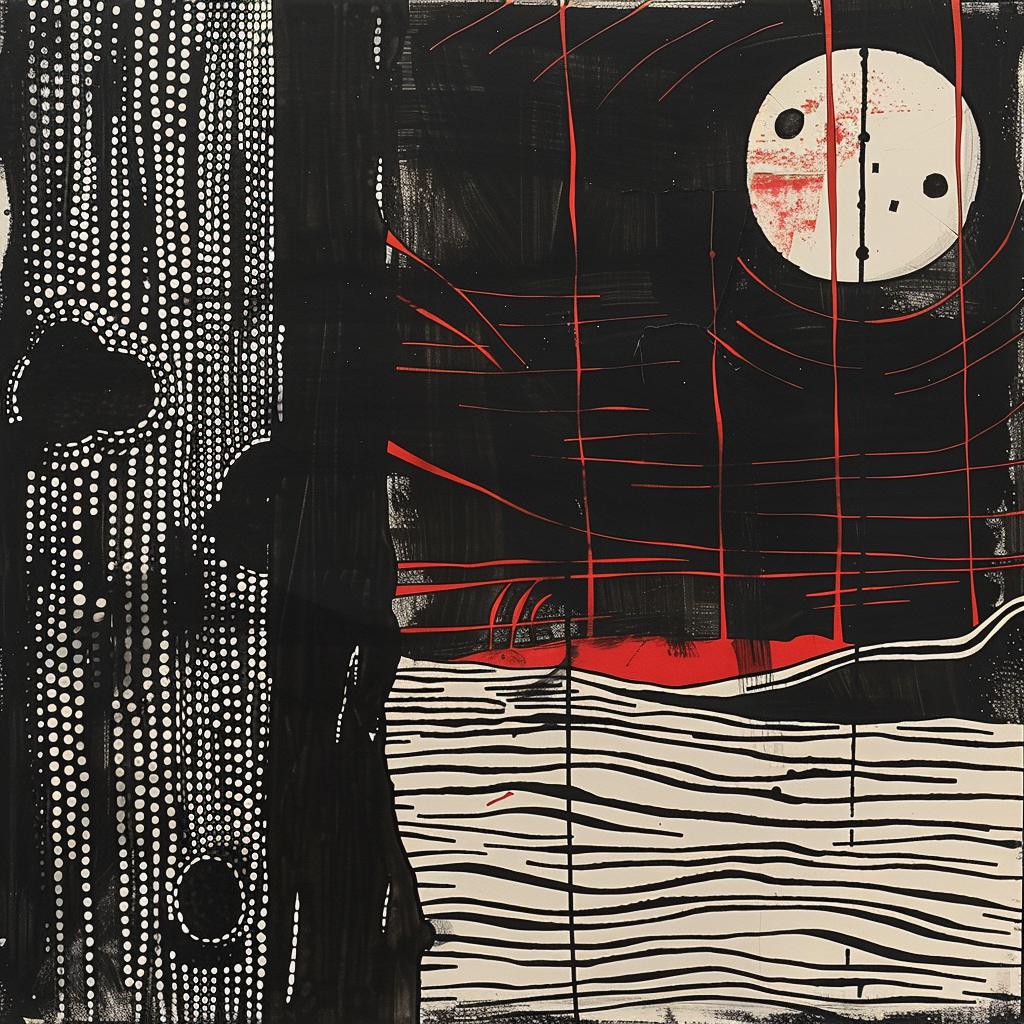 painting  black  red  moon  industrial  punkcore  collage  juxtaposition  dots  abstract 936483