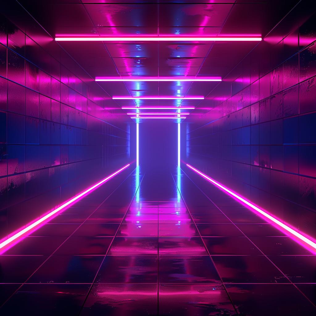 neon  light  corridor  outrun  blue  pink  dark  ceiling  futuristic  vibrant 1032260