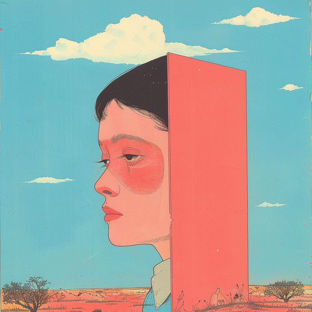 surreal  album  cover  flip  woman  red  box  desert  creative  isolated 938369