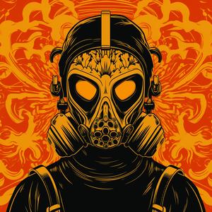 hazmat  worker  mask  symmetrical  design  orange  background  badge  simple  minimal 1078826